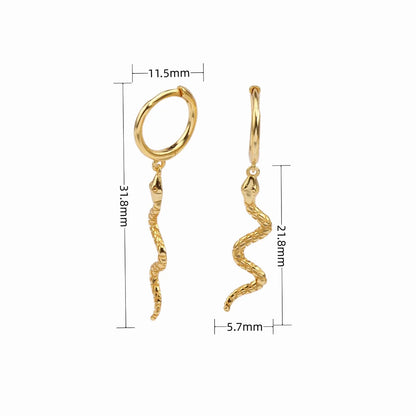 1 Pair Simple Style Snake Sterling Silver Earrings