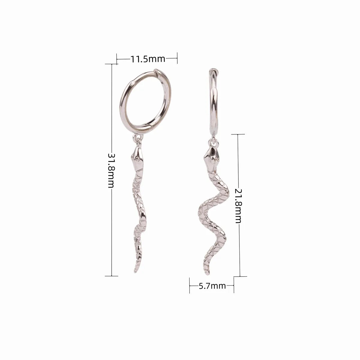 1 Pair Simple Style Snake Sterling Silver Earrings