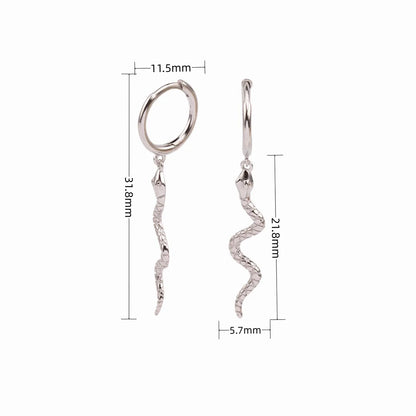 1 Pair Simple Style Snake Sterling Silver Earrings