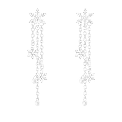 1 Pair Simple Style Snowflake Plating Inlay Alloy Artificial Diamond Drop Earrings