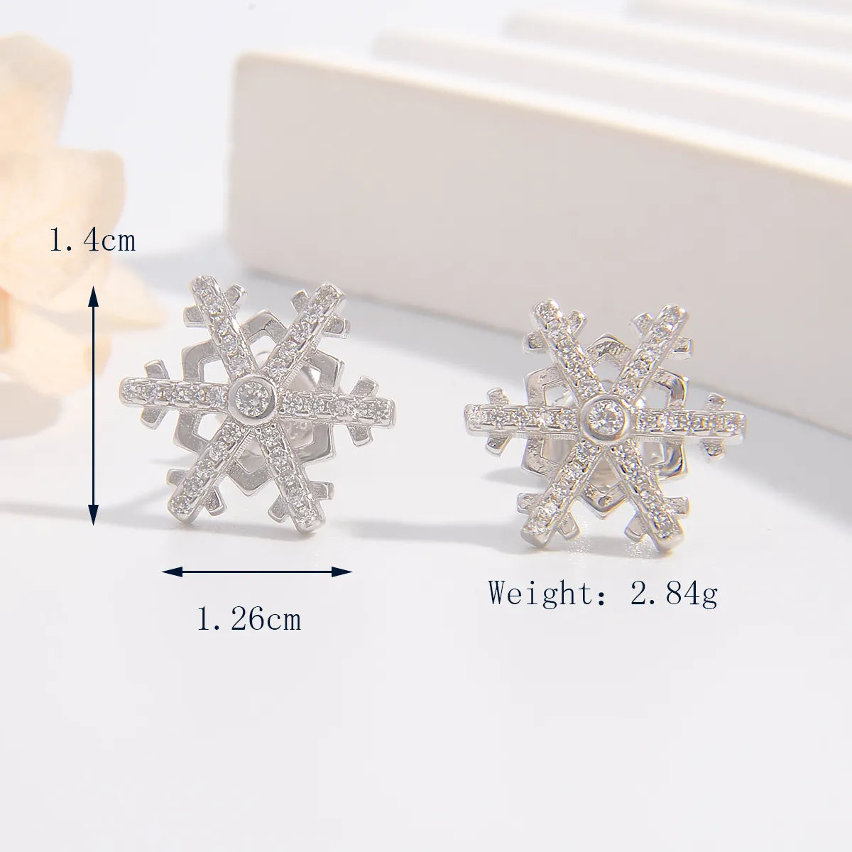 1 Pair Simple Style Snowflake Plating Inlay Sterling Silver Zircon Ear Studs