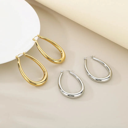 1 Pair Simple Style Solid Color 304 Stainless Steel 18K Gold Plated Hoop Earrings