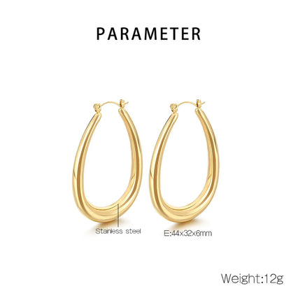 1 Pair Simple Style Solid Color 304 Stainless Steel 18K Gold Plated Hoop Earrings