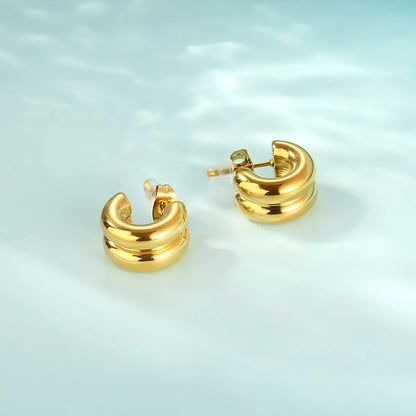 1 Pair Simple Style Solid Color 304 Stainless Steel 18K Gold Plated Ear Studs