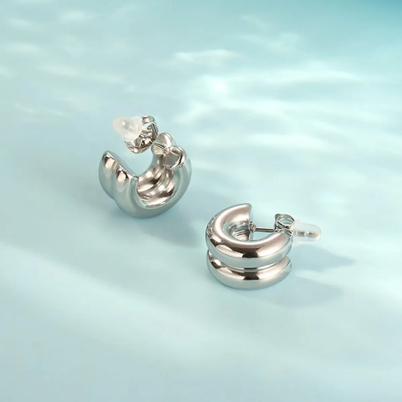 1 Pair Simple Style Solid Color 304 Stainless Steel 18K Gold Plated Ear Studs