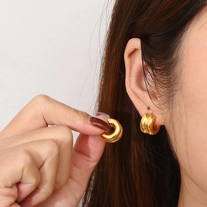 1 Pair Simple Style Solid Color 304 Stainless Steel 18K Gold Plated Ear Studs