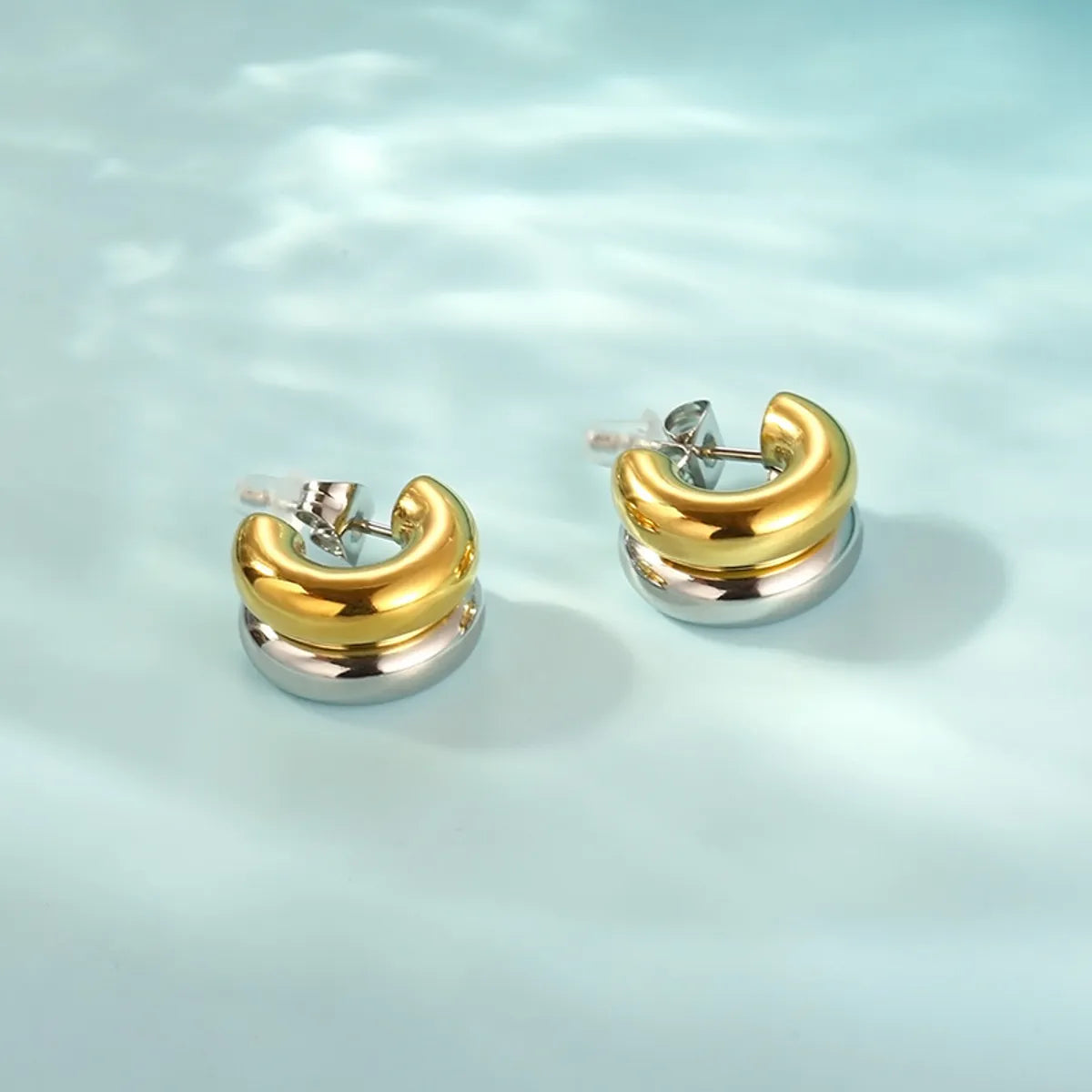 1 Pair Simple Style Solid Color 304 Stainless Steel 18K Gold Plated Ear Studs