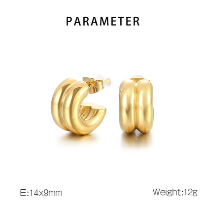 1 Pair Simple Style Solid Color 304 Stainless Steel 18K Gold Plated Ear Studs