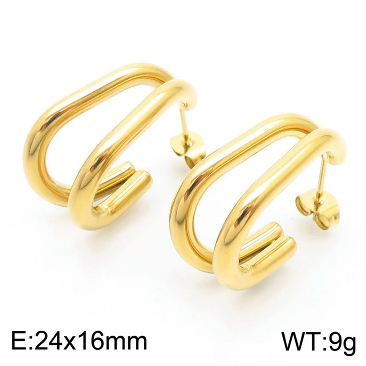 1 Pair Simple Style Solid Color 304 Stainless Steel 18K Gold Plated Ear Studs