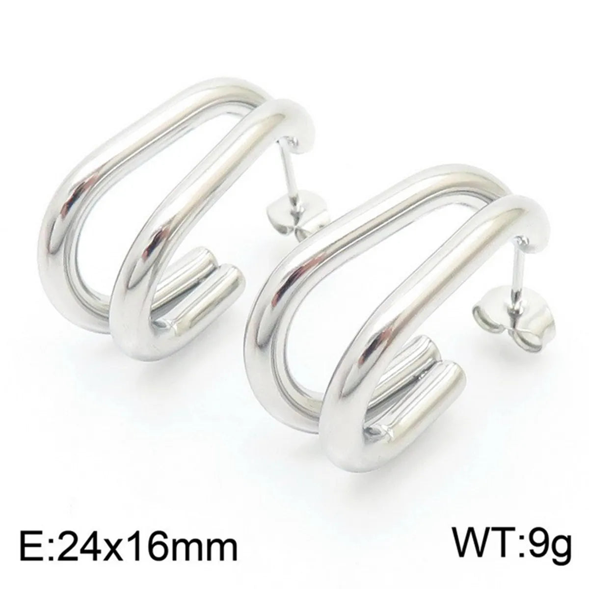 1 Pair Simple Style Solid Color 304 Stainless Steel 18K Gold Plated Ear Studs