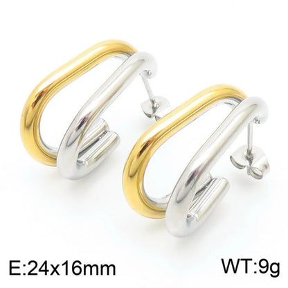 1 Pair Simple Style Solid Color 304 Stainless Steel 18K Gold Plated Ear Studs