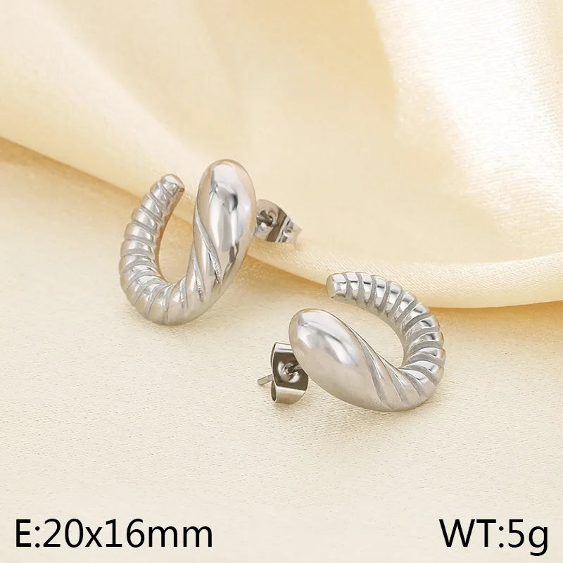 1 Pair Simple Style Solid Color 304 Stainless Steel Ear Studs