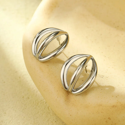 1 Pair Simple Style Solid Color 304 Stainless Steel Ear Studs