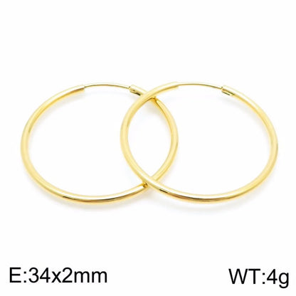 1 Pair Simple Style Solid Color 304 Stainless Steel 18K Gold Plated Earrings