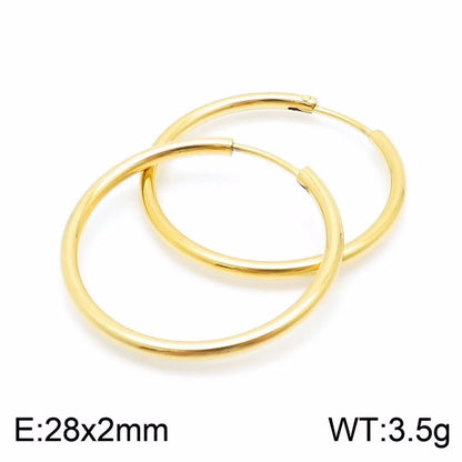 1 Pair Simple Style Solid Color 304 Stainless Steel 18K Gold Plated Earrings