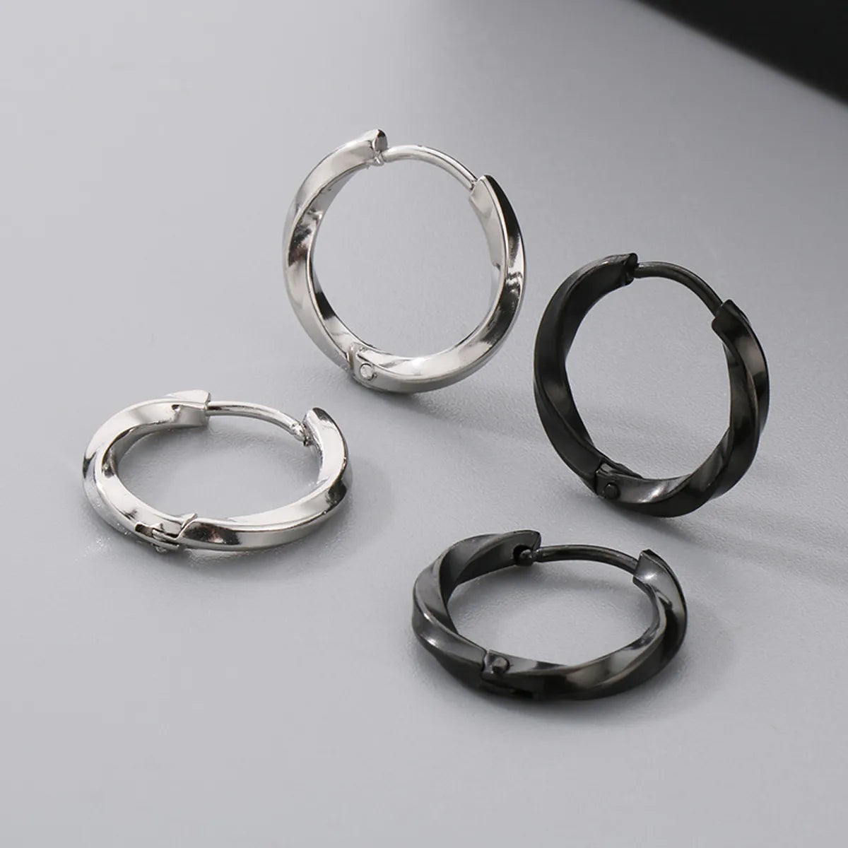 1 Pair Simple Style Solid Color 304 Stainless Steel Earrings