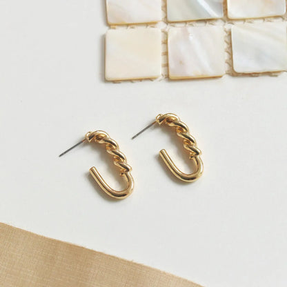 1 Pair Simple Style Solid Color Alloy Plating Gold Plated Women'S Earrings