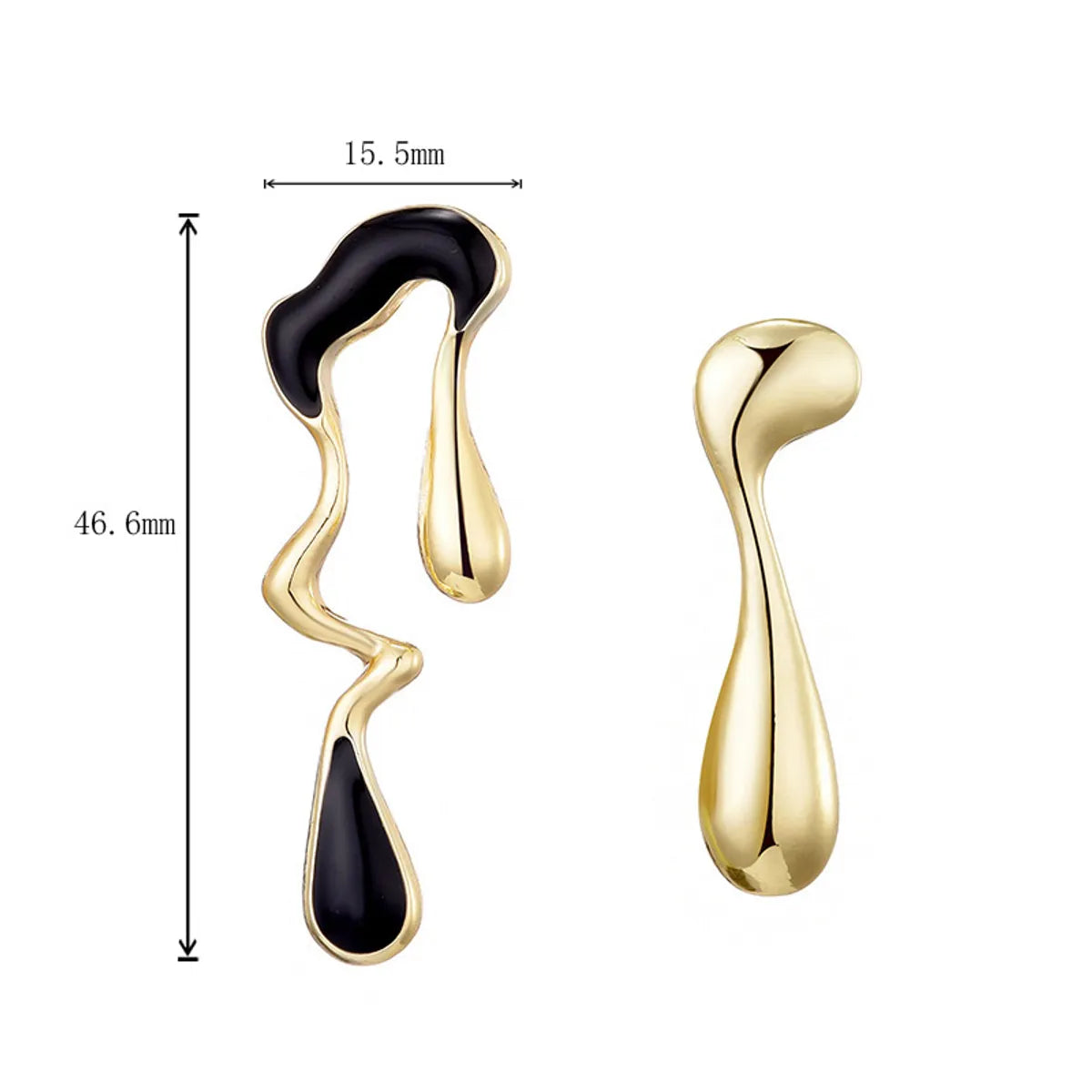 1 Pair Simple Style Solid Color Asymmetrical Enamel Alloy Ear Studs