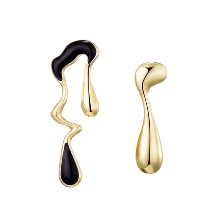 1 Pair Simple Style Solid Color Asymmetrical Enamel Alloy Ear Studs