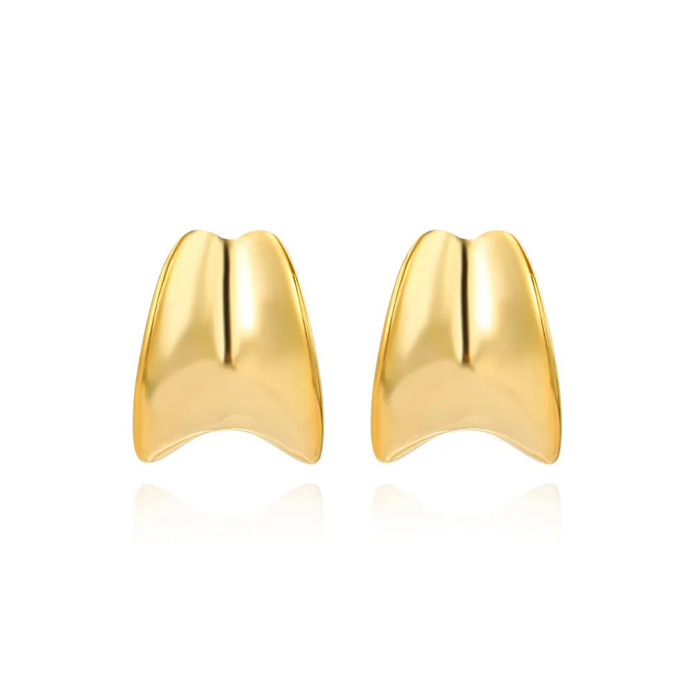 1 Pair Simple Style Solid Color Asymmetrical Plating Copper Gold Plated Ear Studs