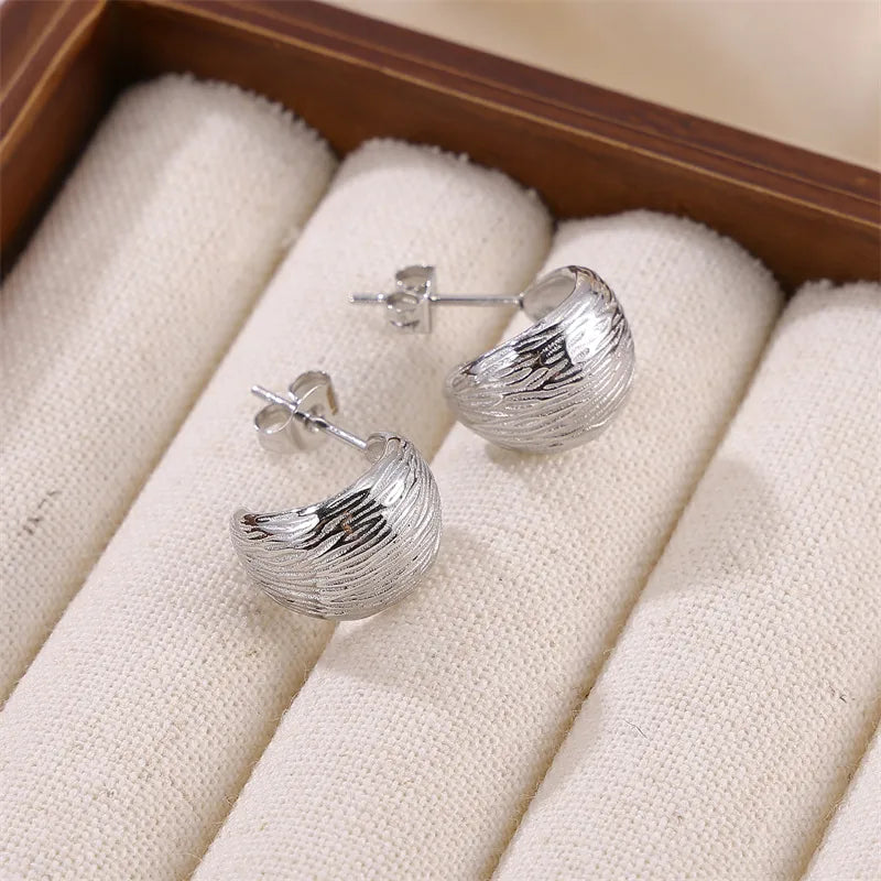 1 Pair Simple Style Solid Color C Shape Stainless Steel Ear Studs