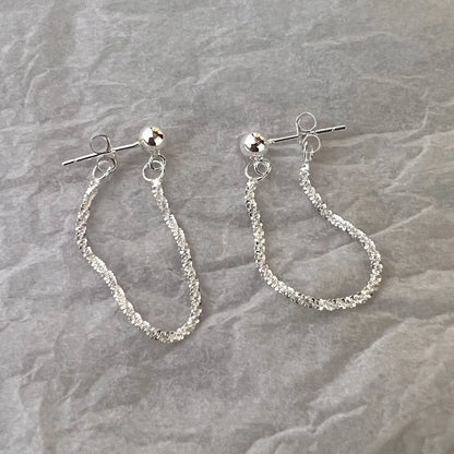 1 Pair Simple Style Solid Color Chain Sterling Silver Earrings