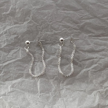 1 Pair Simple Style Solid Color Chain Sterling Silver Earrings