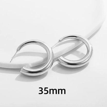 1 Pair Simple Style Solid Color Classic Style C Shape 304 Stainless Steel Ear Studs