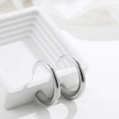 1 Pair Simple Style Solid Color Classic Style C Shape 304 Stainless Steel Ear Studs