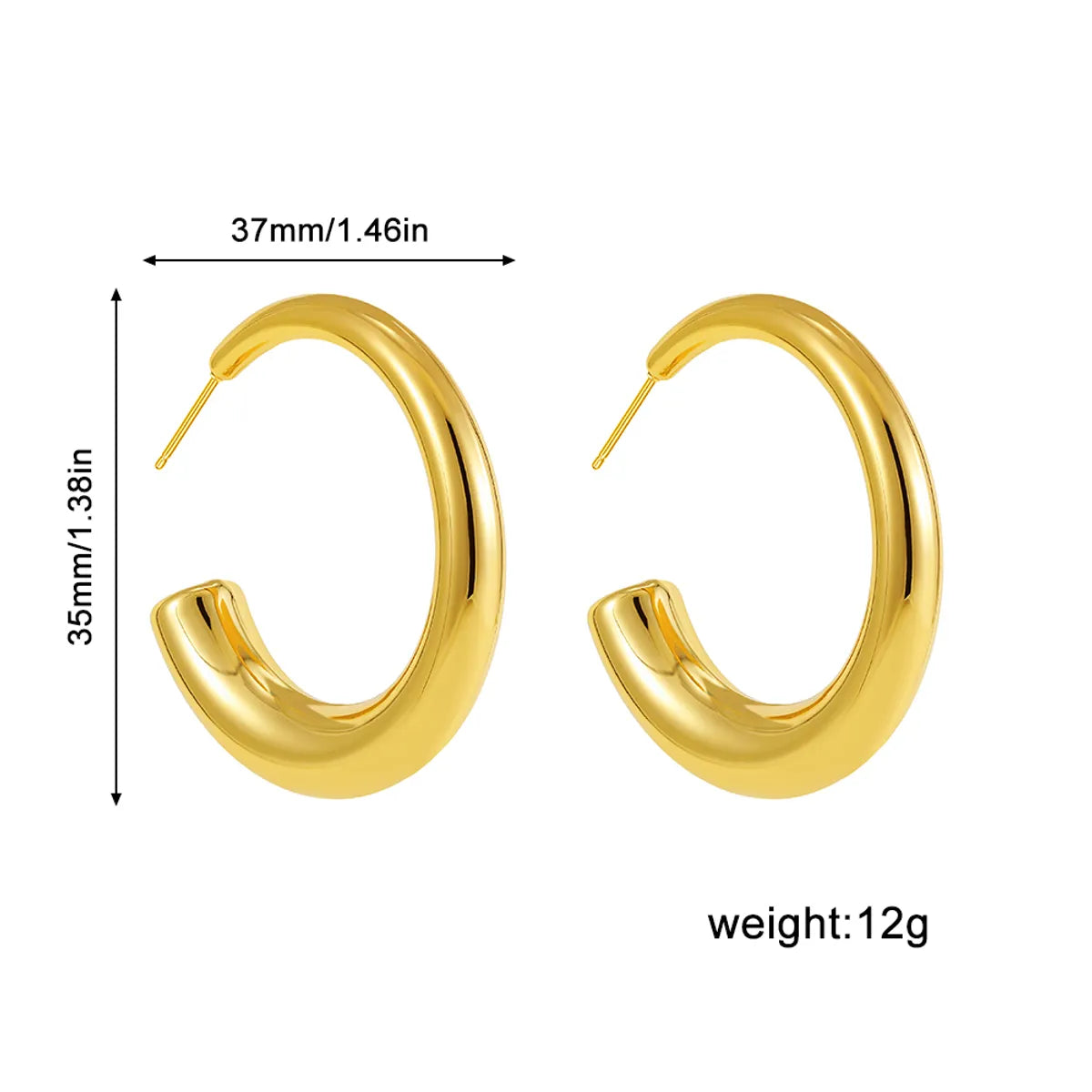 1 Pair Simple Style Solid Color Classic Style C Shape 304 Stainless Steel Ear Studs