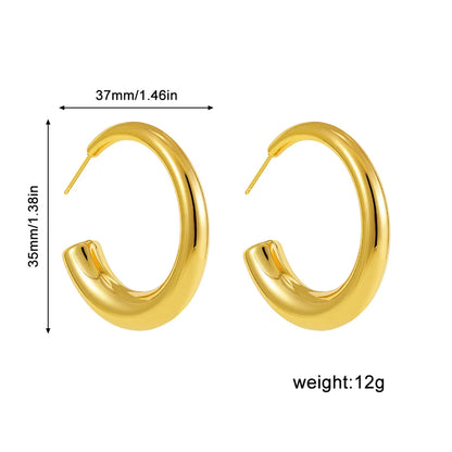 1 Pair Simple Style Solid Color Classic Style C Shape 304 Stainless Steel Ear Studs