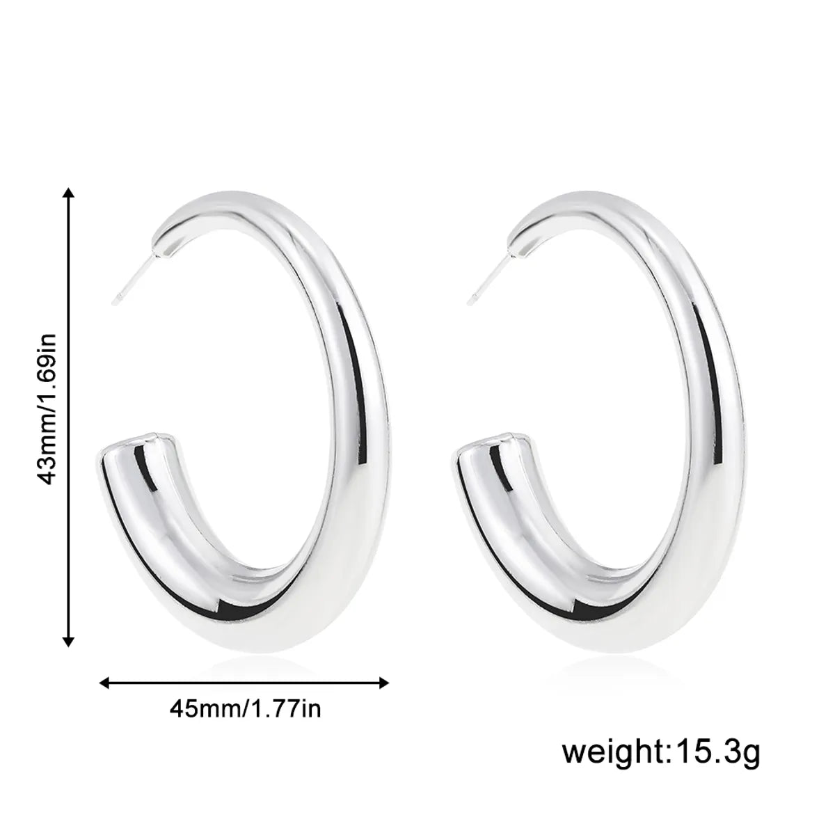 1 Pair Simple Style Solid Color Classic Style C Shape 304 Stainless Steel Ear Studs