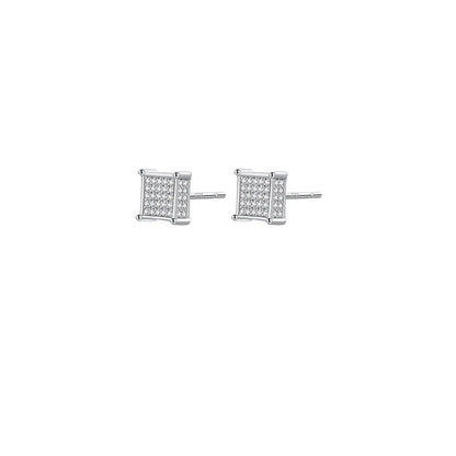 1 Pair Simple Style Solid Color Classic Style Square Inlay Copper Zircon White Gold Plated Ear Studs