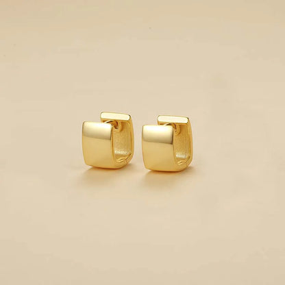 1 Pair Simple Style Solid Color Commute Square Polishing Sterling Silver K Gold Plated White Gold Plated Earrings