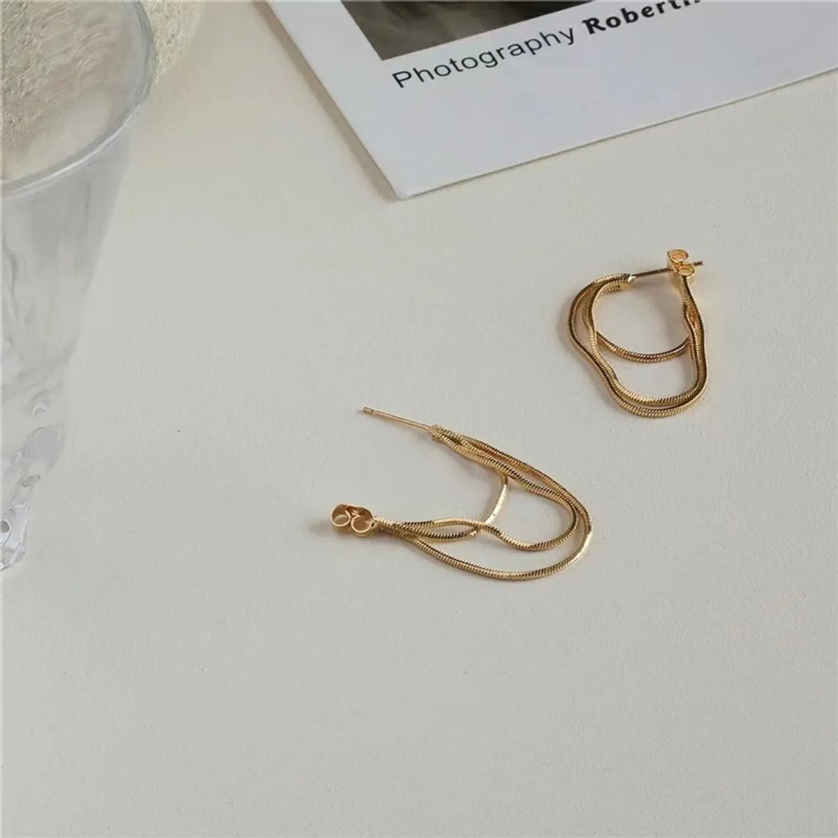 1 Pair Simple Style Solid Color Copper Chain Earrings