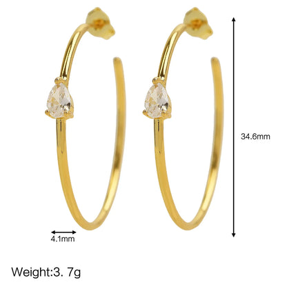 1 Pair Simple Style Solid Color Copper Hoop Earrings