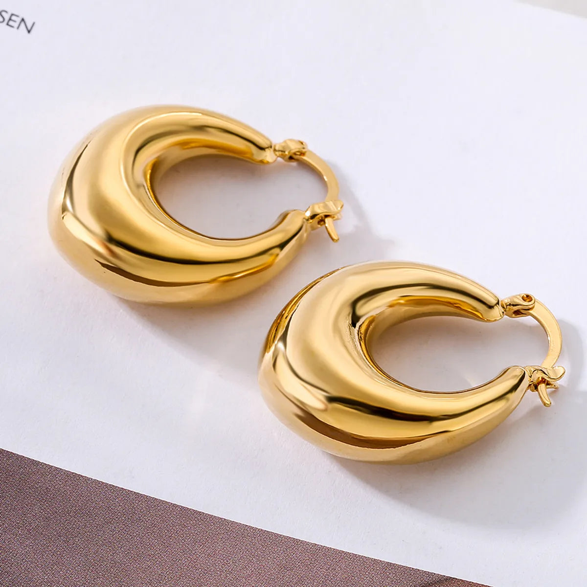 1 Pair Simple Style Solid Color Copper Plating 18k Gold Plated Earrings