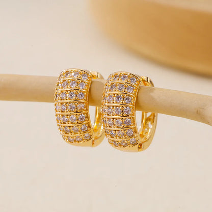 1 Pair Simple Style Solid Color Copper Zircon Earrings