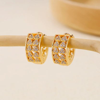 1 Pair Simple Style Solid Color Copper Zircon Earrings