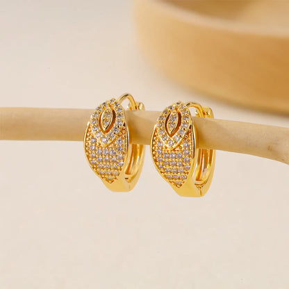 1 Pair Simple Style Solid Color Copper Zircon Earrings