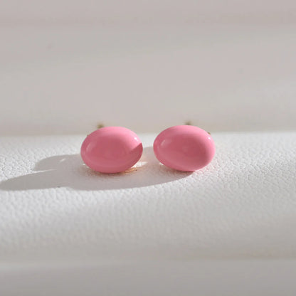 1 Pair Simple Style Solid Color Enamel Freshwater Pearl Ear Studs