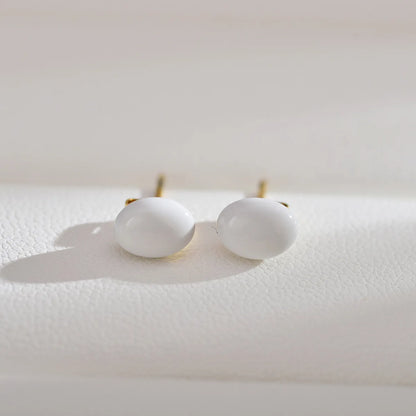 1 Pair Simple Style Solid Color Enamel Freshwater Pearl Ear Studs