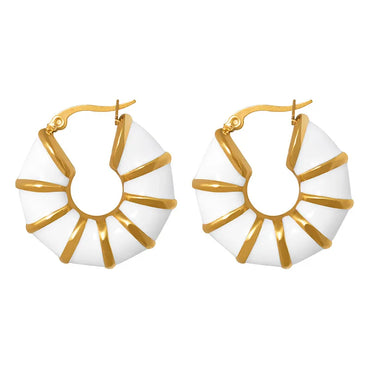 1 Pair Simple Style Solid Color Enamel Plating Titanium Steel 18K Gold Plated Hoop Earrings