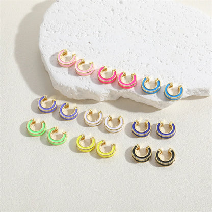 1 Pair Simple Style Solid Color Epoxy Plating Copper 14k Gold Plated Ear Cuffs