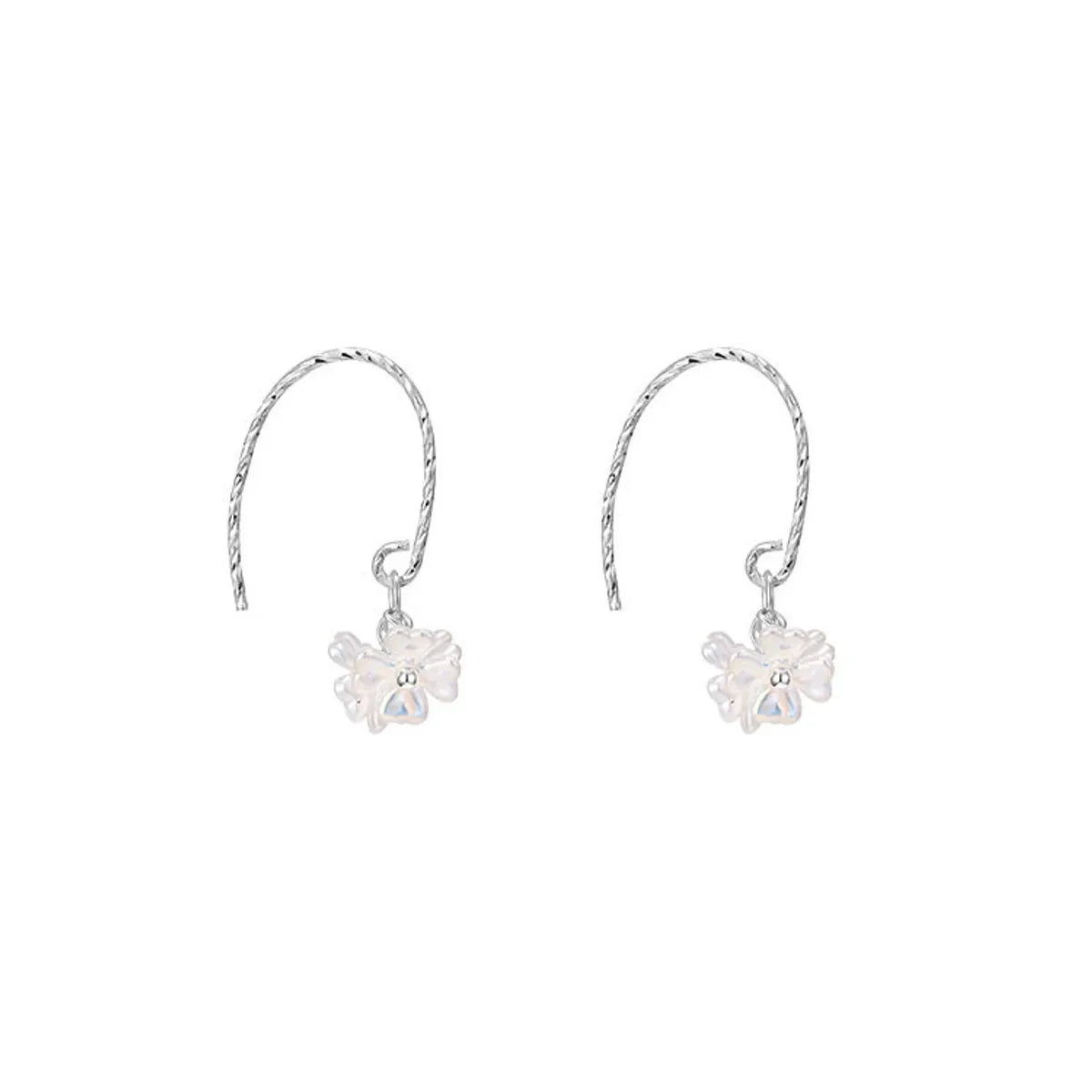 1 Pair Simple Style Solid Color Flower Plating Arylic Sterling Silver Earrings