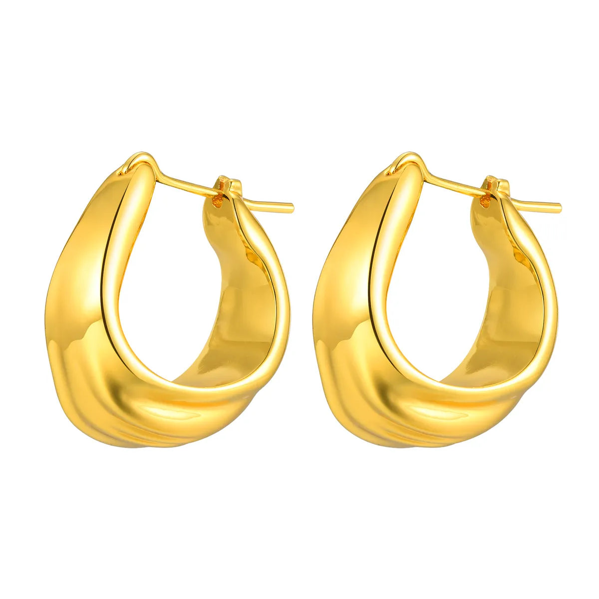 1 Pair Simple Style Solid Color Frill Brass Gold Plated Earrings