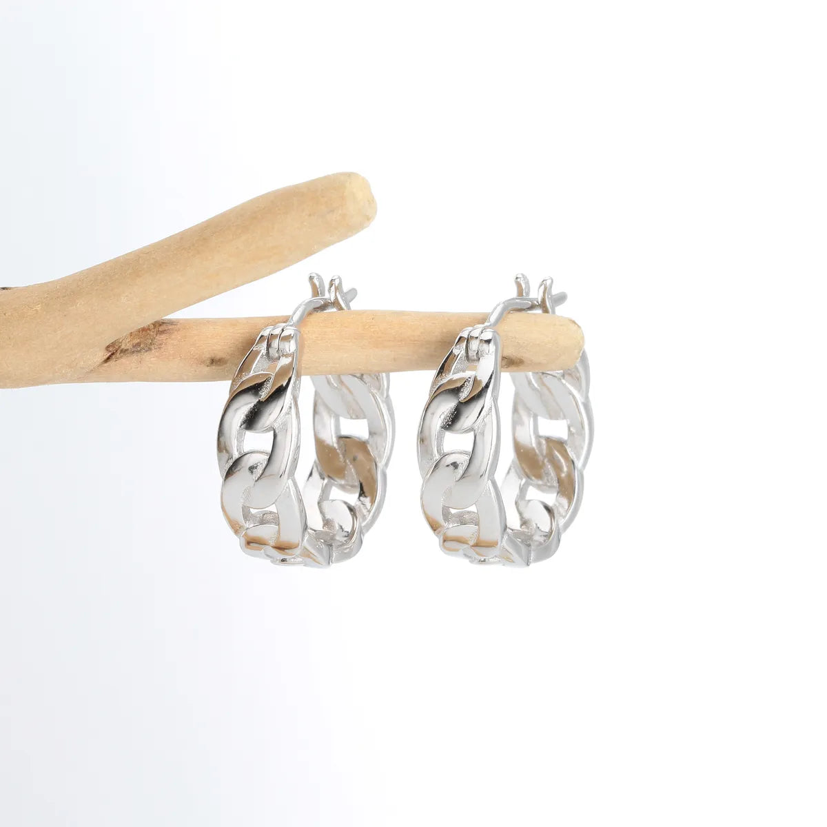 1 Pair Simple Style Solid Color Hollow Out Sterling Silver Earrings