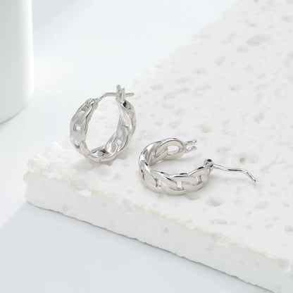 1 Pair Simple Style Solid Color Hollow Out Sterling Silver Earrings