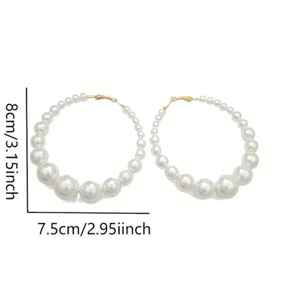 1 Pair Simple Style Solid Color Imitation Pearl Alloy Earrings