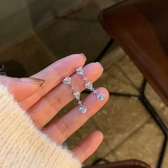 1 Pair Simple Style Solid Color Inlay Alloy Rhinestones Drop Earrings